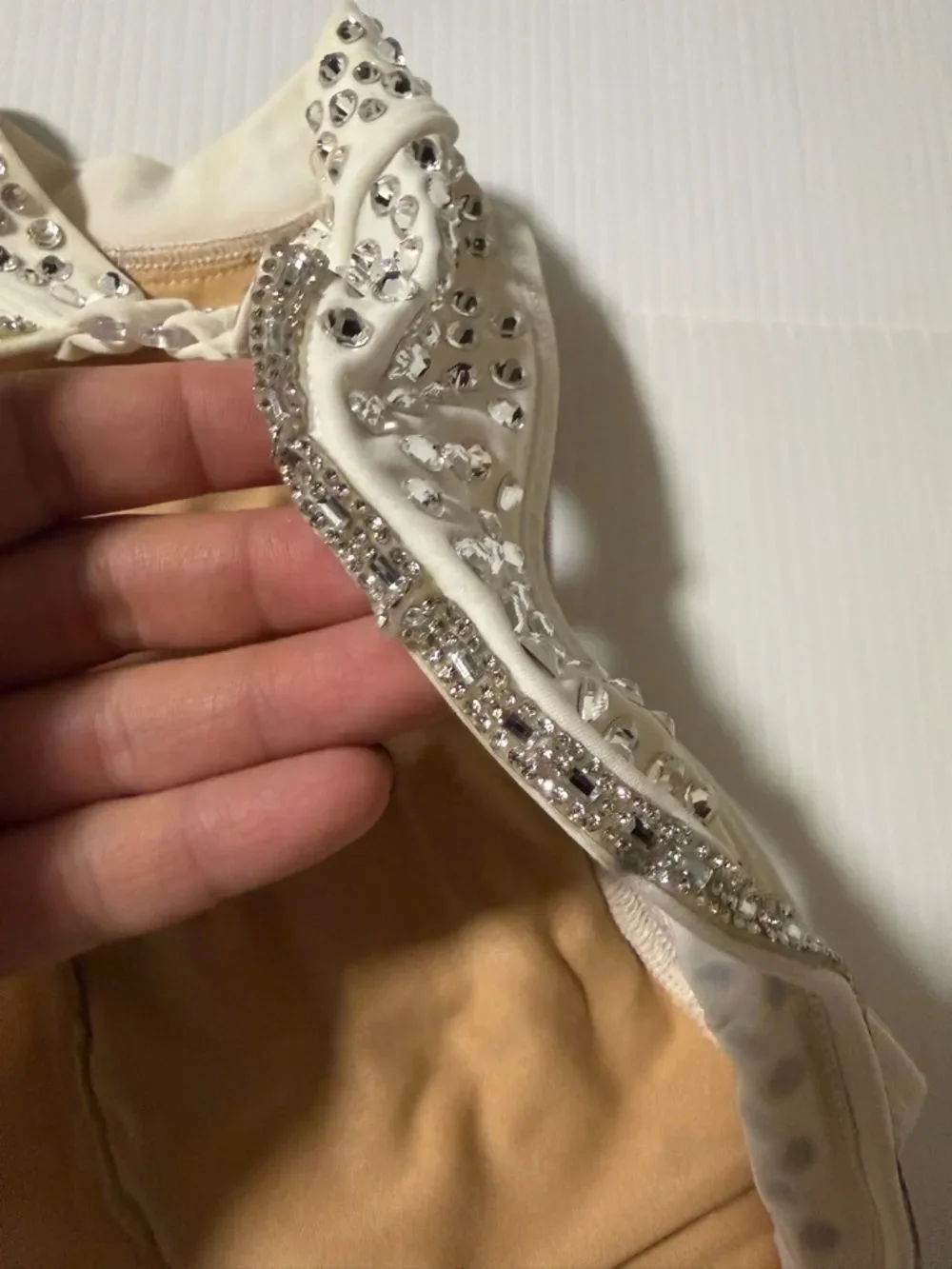 AA dance design costume solo white custom illusion leotard LC-large child
